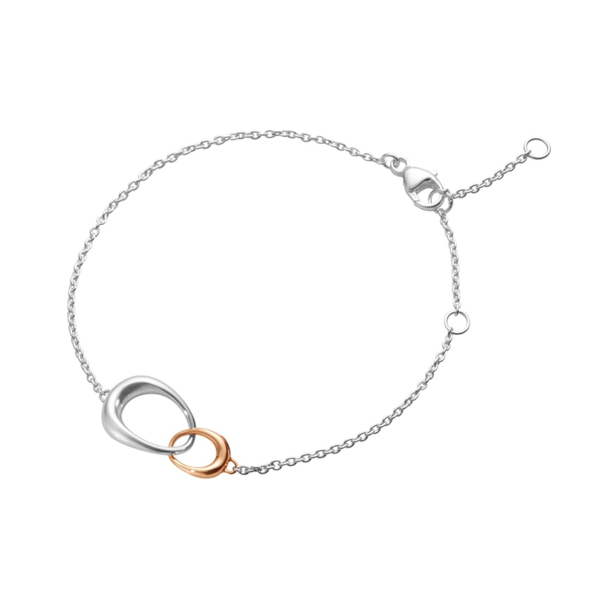 Georg Jensen Offspring armbånd med sølv og 18 kt. rosa guld vedhæng