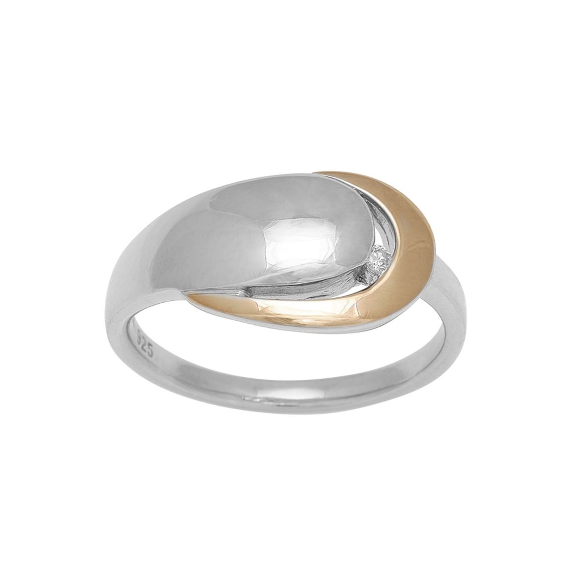 Siersbøl ring i sølv med diamant 0.02ct w/p og 8kt. guld