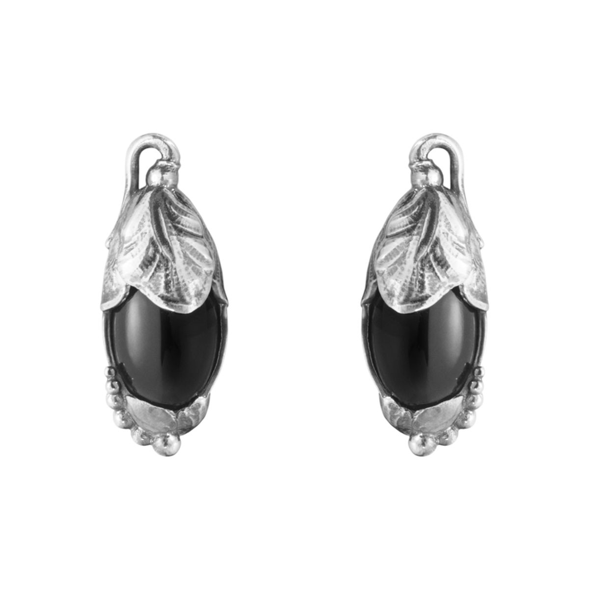 Georg Jensen 2024 Heritage øreclips i sølv med sort onyx