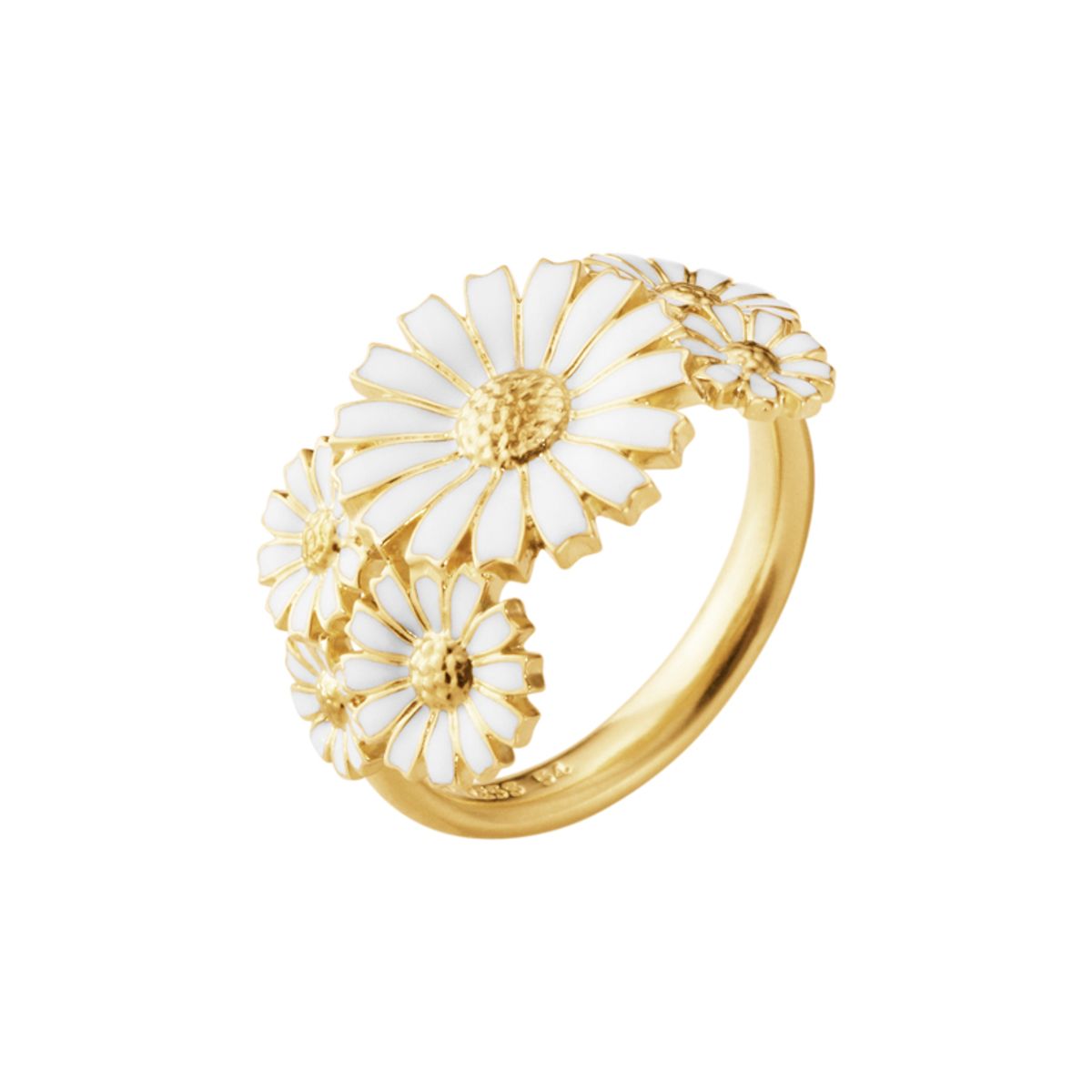 Georg Jensen Daisy Layered ring i guldbelagt med hvid emalje