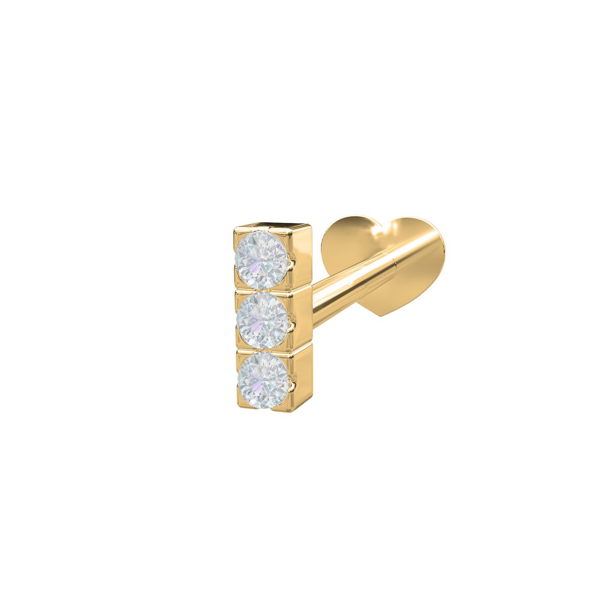 Nordahl Jewellery Pierce52 Labret-piercing i 14 karat guld med 3 diamanter - 1 stk.