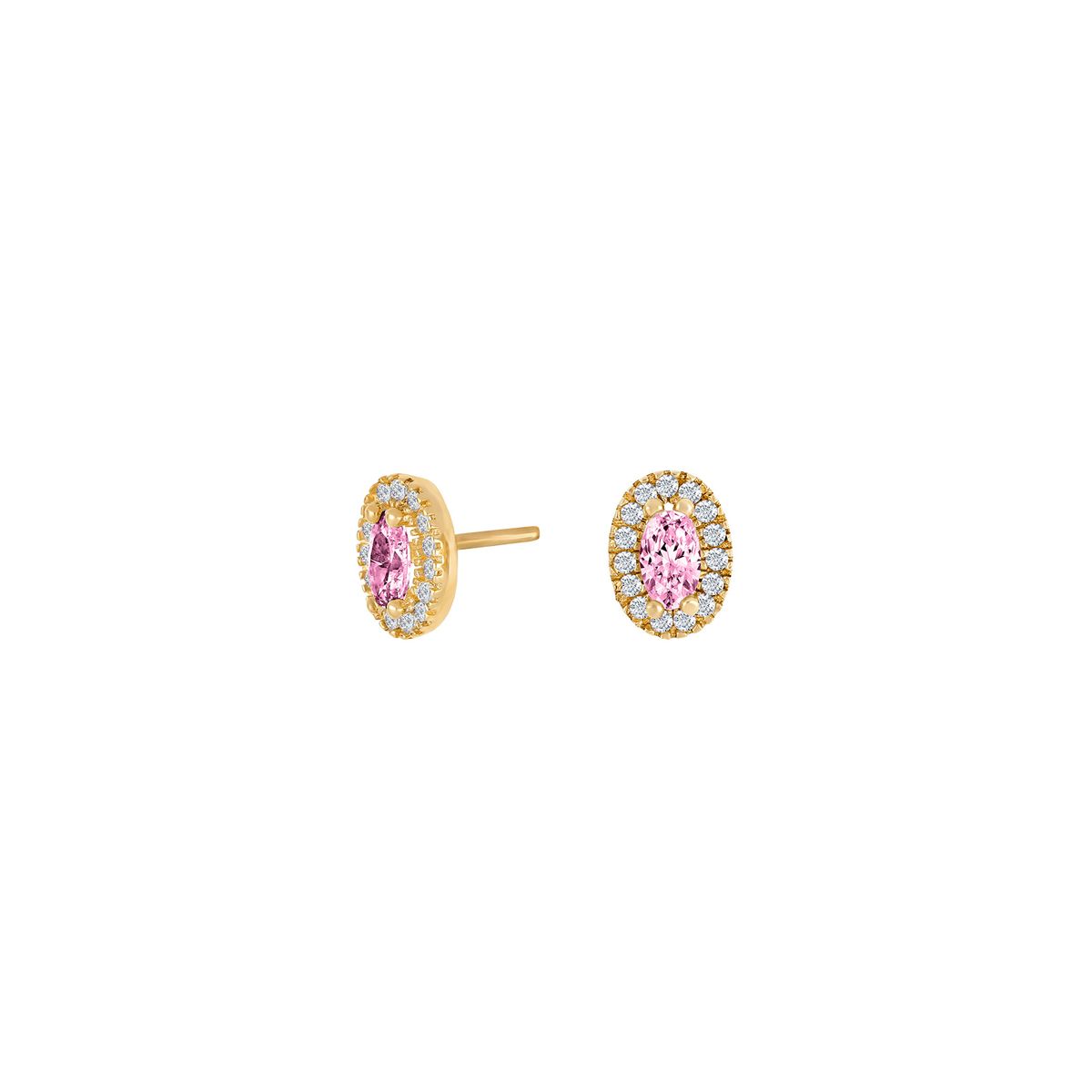 Siersbøl 8kt. guldørestikker oval roset med pink cubic zirkonia