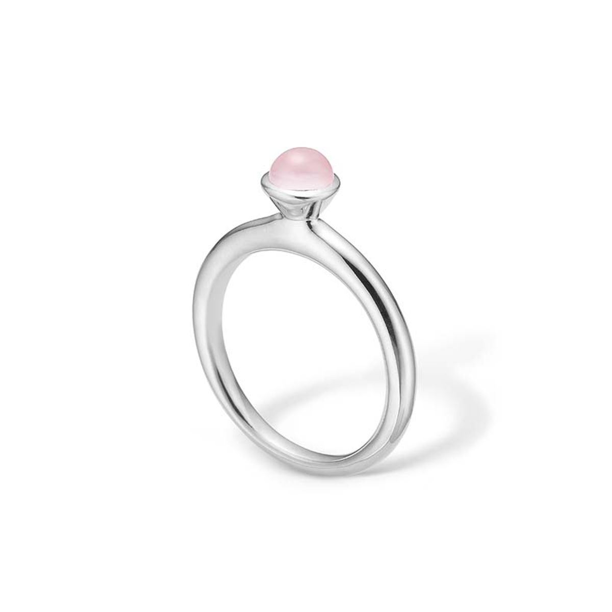 Blossom ring i 14 kt hvidguld med rosa agat