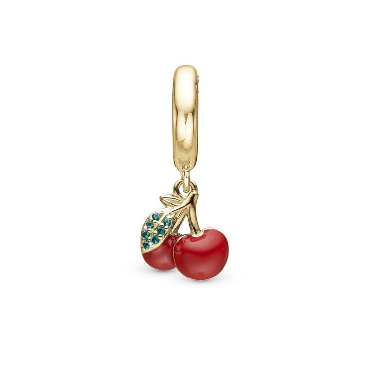 Christina Jewelry happy Cherries forgyldt charm til læderarmbånd på 6 mm