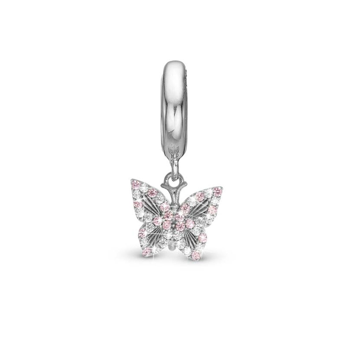 Christina Jewelry Sparkling Butterfly sølvcharm til læderarmbånd på 6 mm