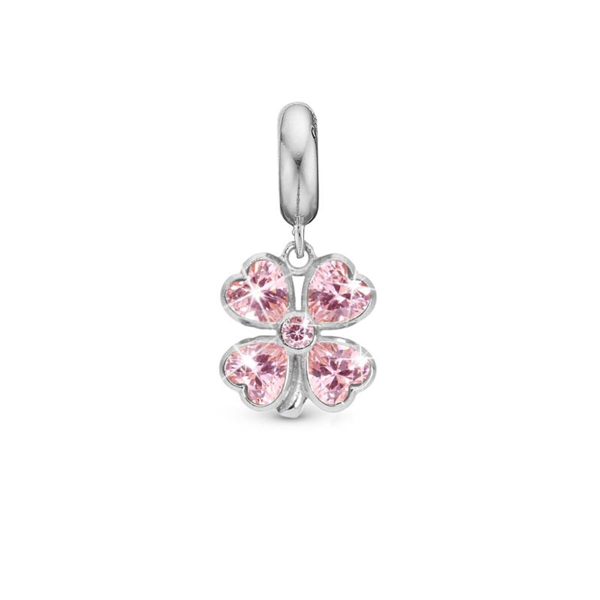 Christina Jewelry Pink Heart Clover sølvcharm til sølvarmbånd på 4 mm