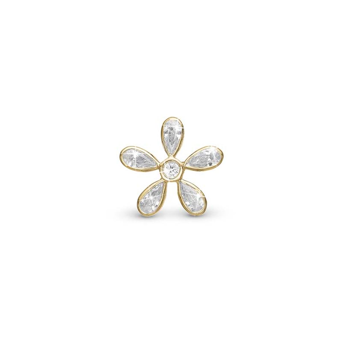 Christina Jewelry Magic Flower white forgyldt charm til læderarmbånd på 6 mm