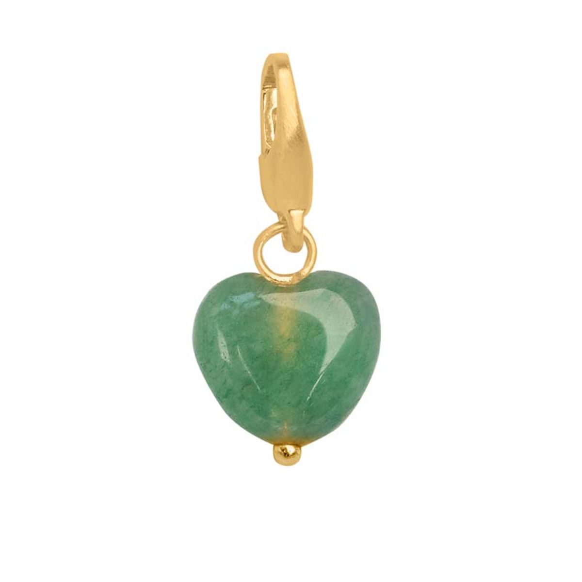 ByBiehl Soft Heart Charm Green i forgyldt med grøn agat