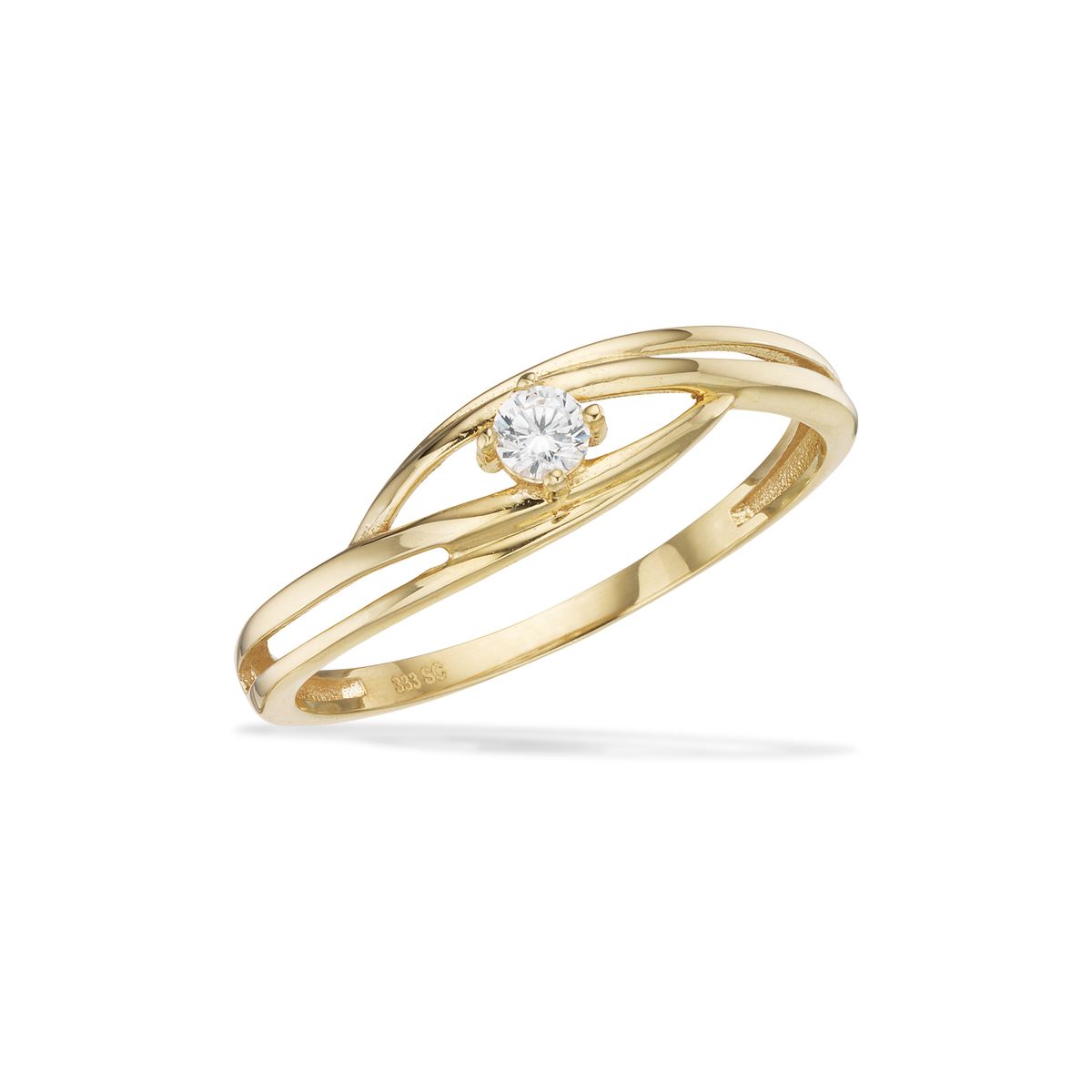 Scrouples ring i 8 kt guld med cubic zirkonia