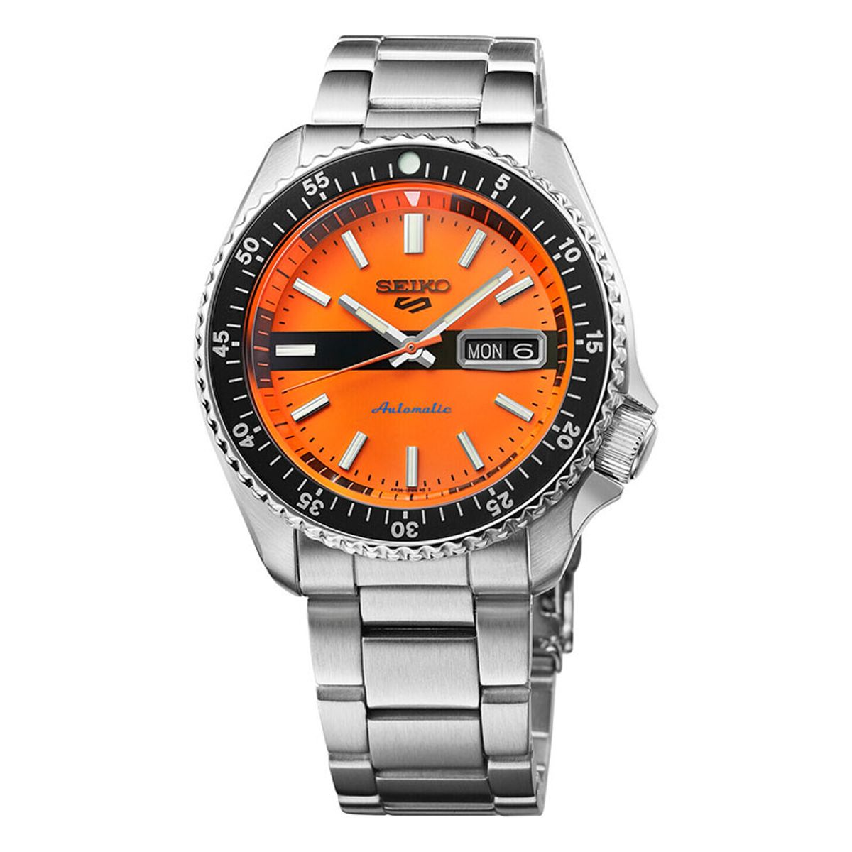 SEIKO 5 Sport Automatic herreur, orange/sort skive med lænke