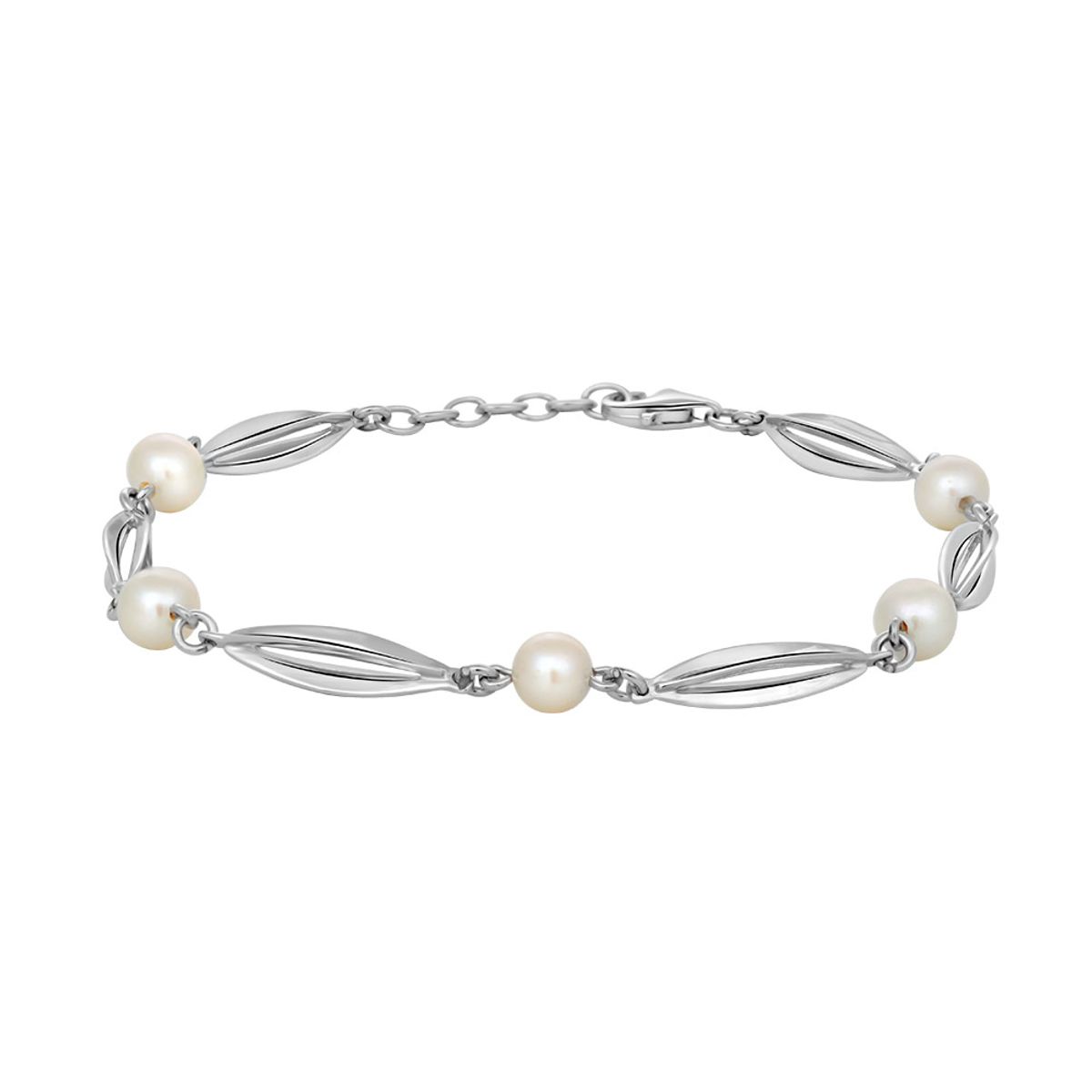 Siersbøl Bur & Perle armbånd Sølv Rhodineret, 18+2 cm