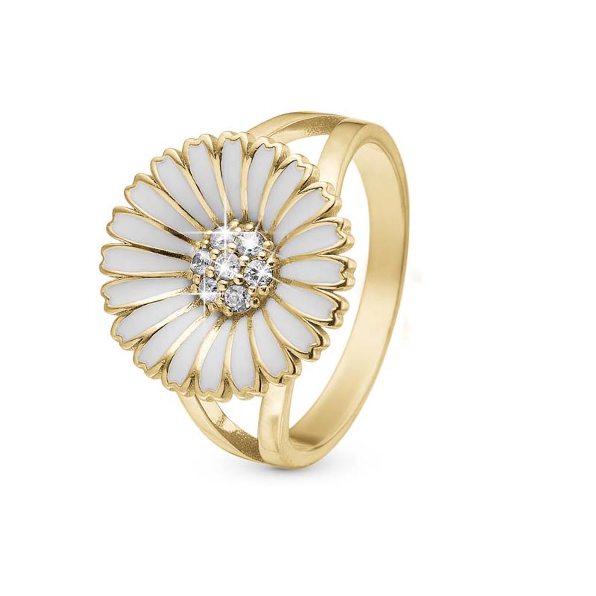 Christina Jewelry Marguerite ring i forgyldt med zirkonia Ø15mm