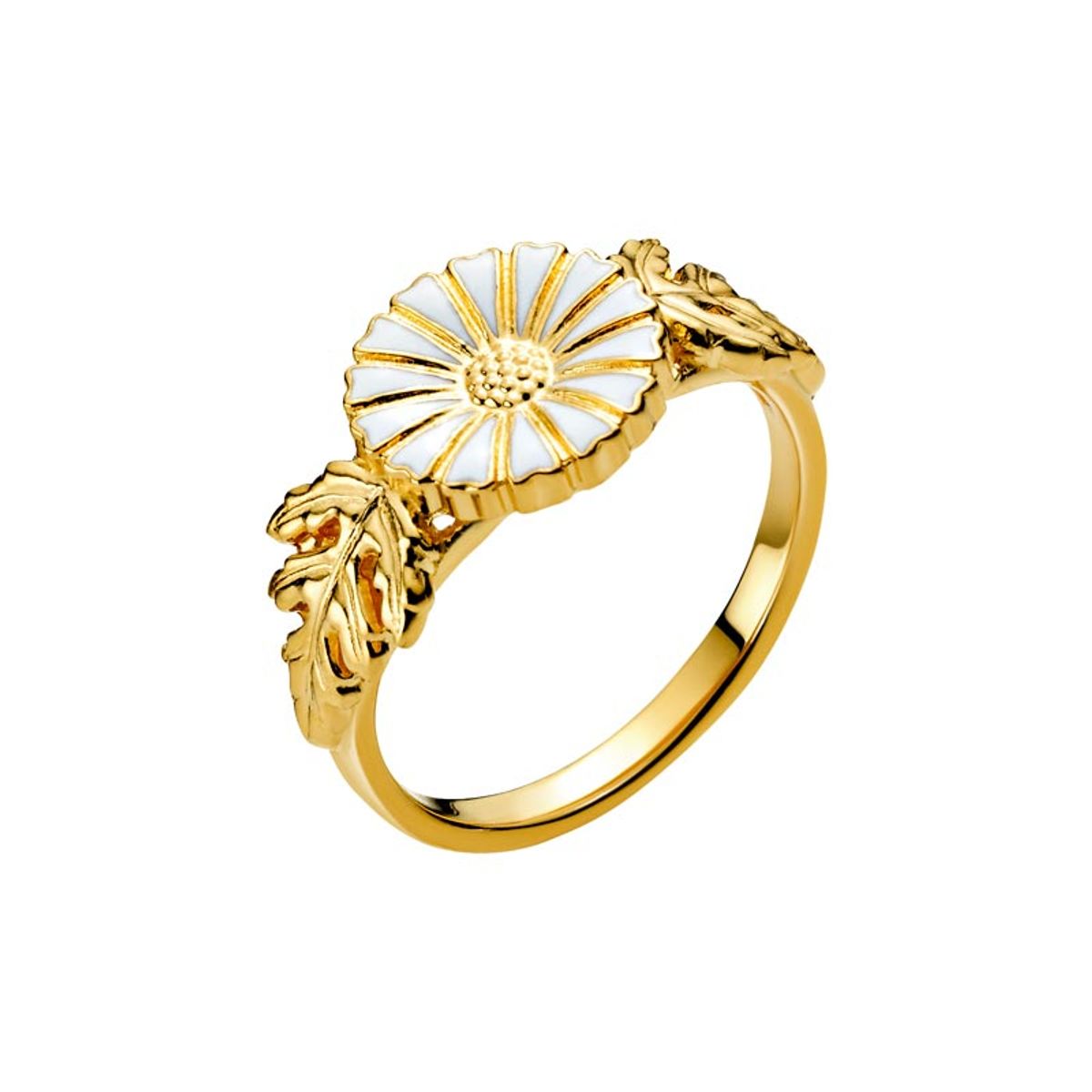 Lund Copenhagen Marguerit Ring, forgyldt med 1 blomst og blade