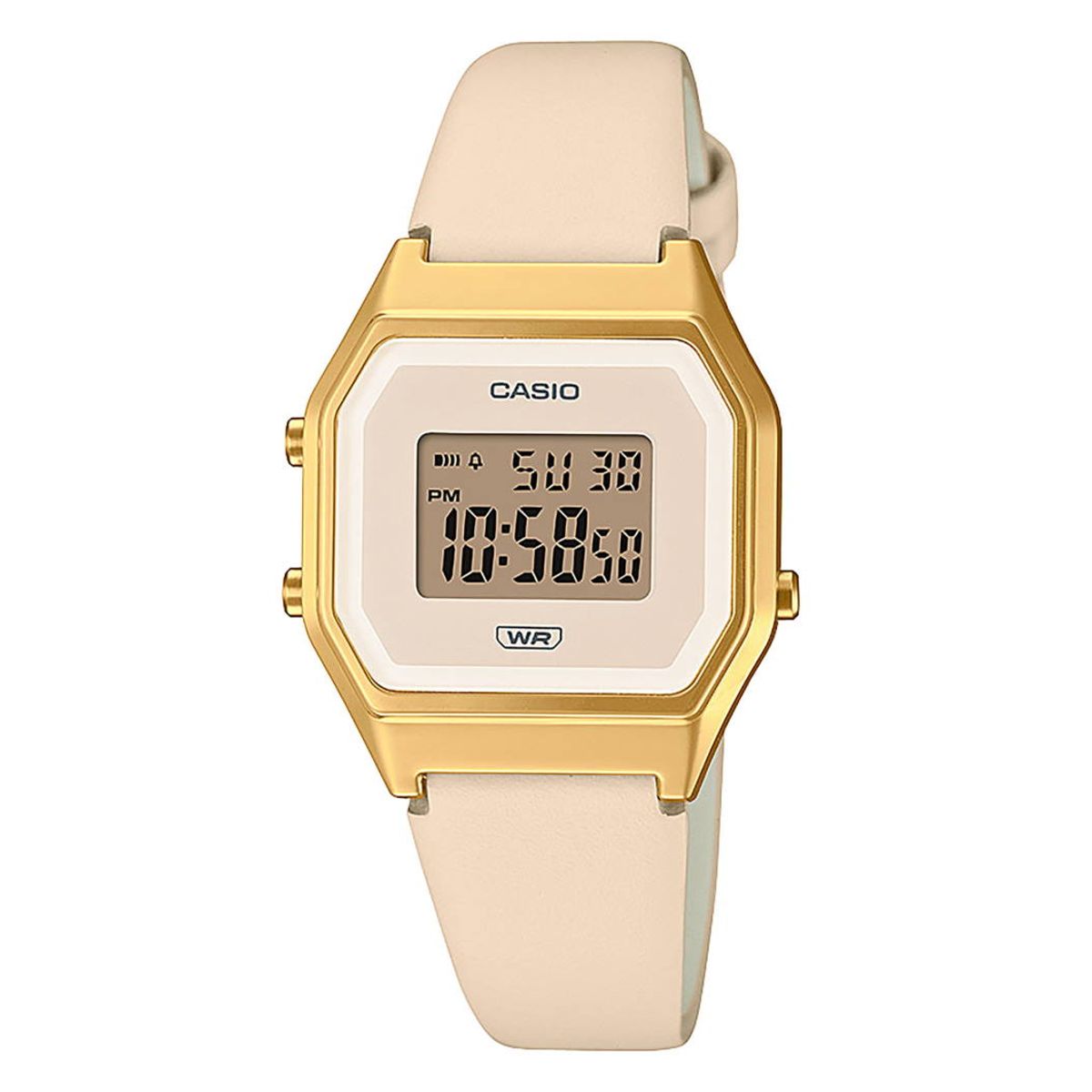 Casio Vintage LA680WEGL-4EF guldfarvet med beige læderrem