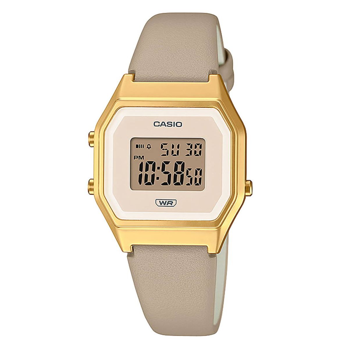 Casio Vintage LA680WEGL-5EF guldfarvet med brun læderrem