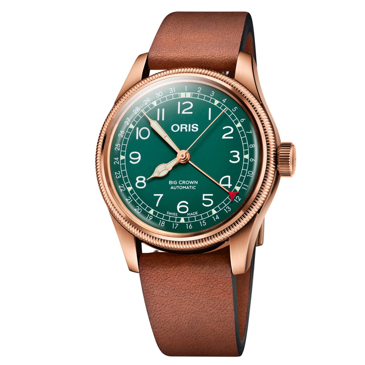 ORIS Big Crown Pointer Date Bronze, grøn med rem -40 mm