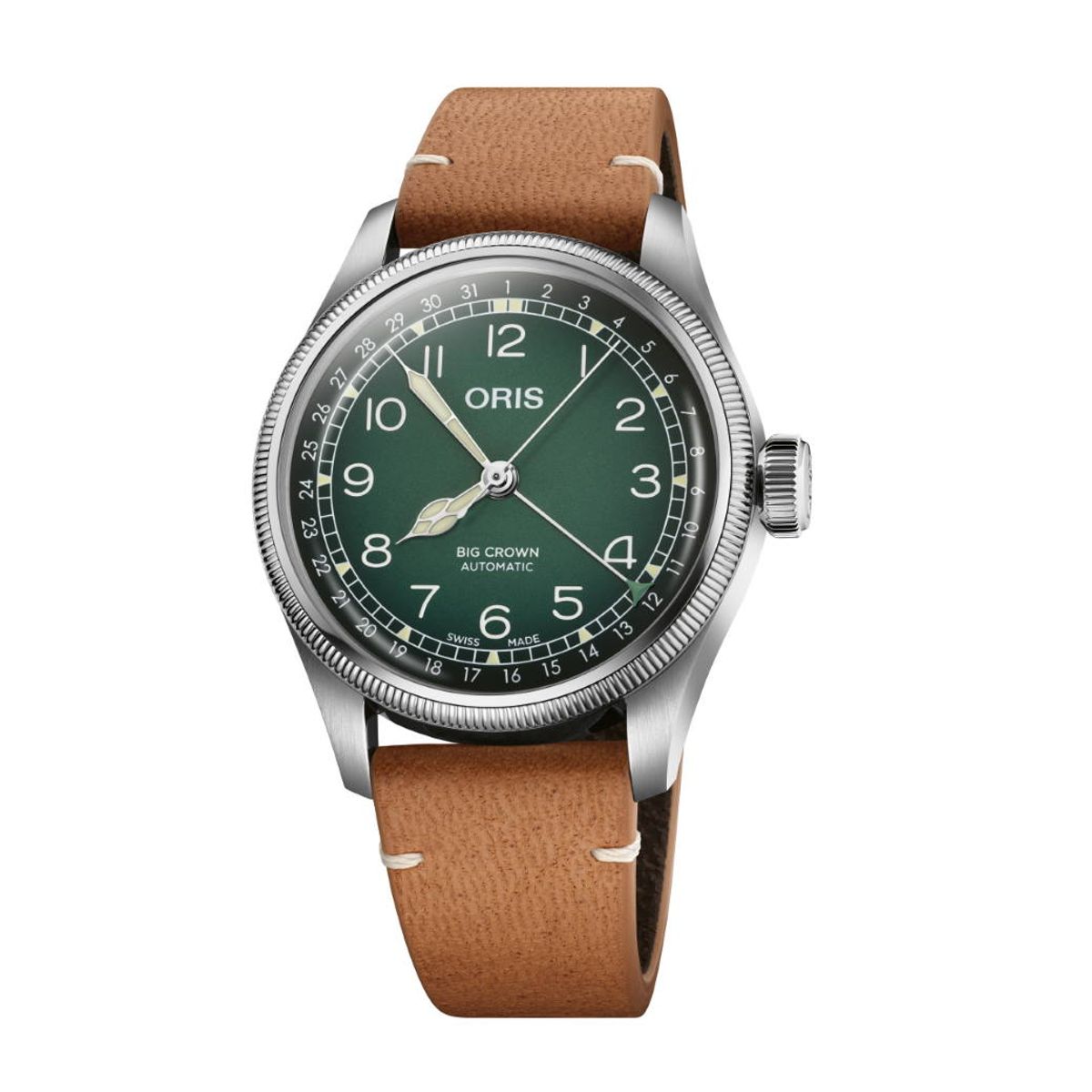 ORIS Big Crown Pointer Date Cervo Volante ur, grøn skive med læderrem -38mm