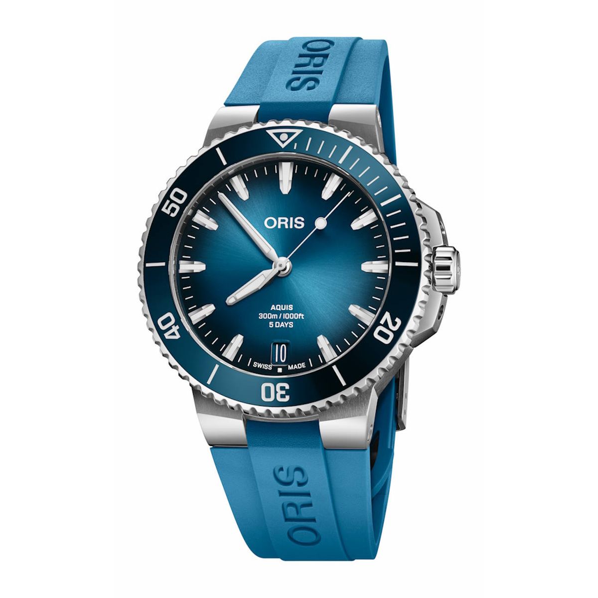 Oris Aquis Date blå med gummirem Cal. 400 43,5mm