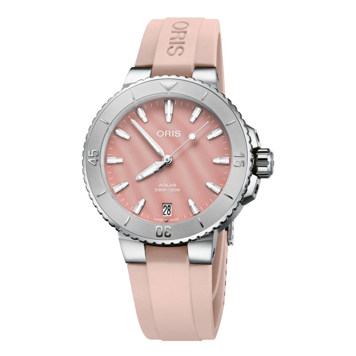 Oris Aquis Date armbåndsur med rosa perlemor 36,5 mm