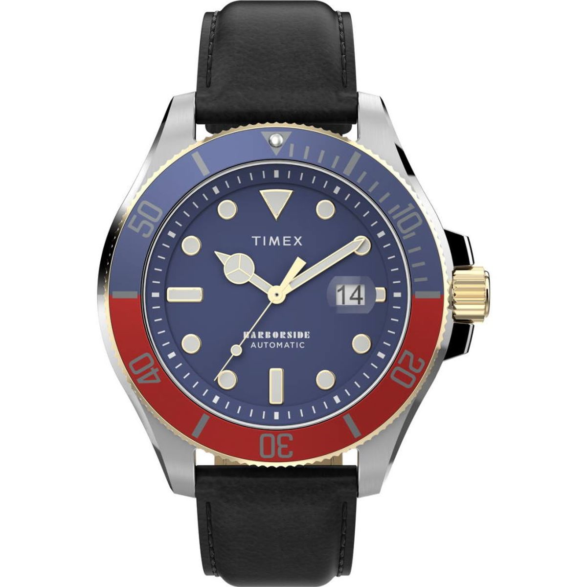 TIMEX Harborside Coast Automatic med sort læderrem Ø43