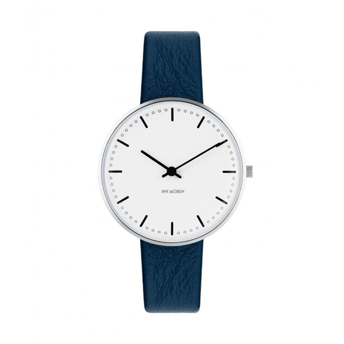 Arne Jacobsen City Hall Watch armbåndsur, ø34 mm med mørkeblå rem