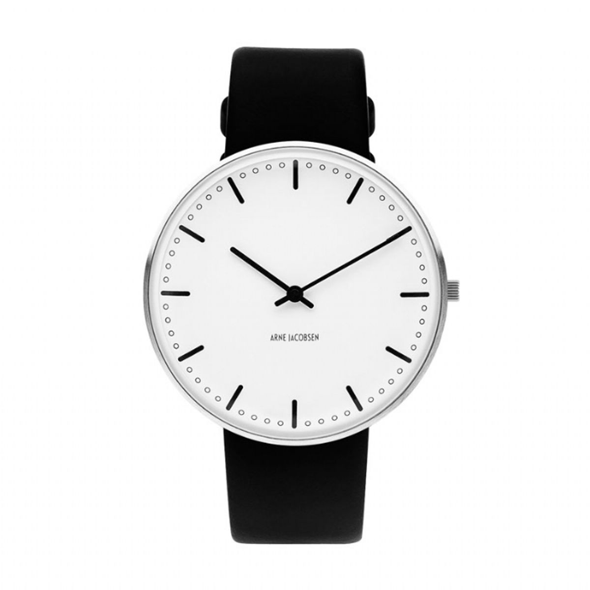 Arne Jacobsen City Hall Watch unisexur, ø40 mm med sort rem