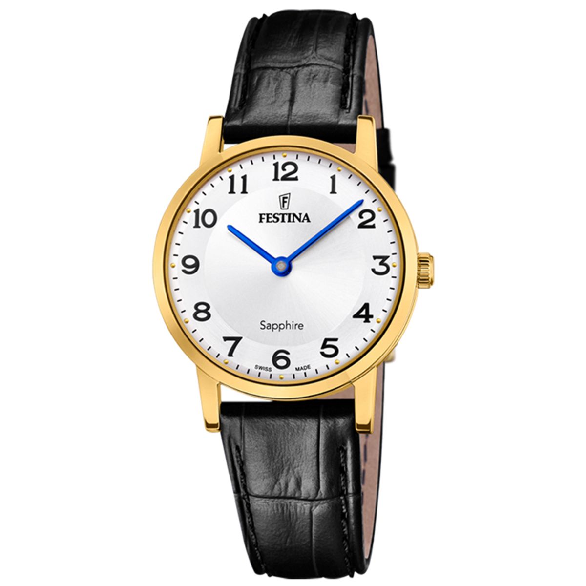 Festina Swiss Made Slim dameur i guldfarvet med lys urskive