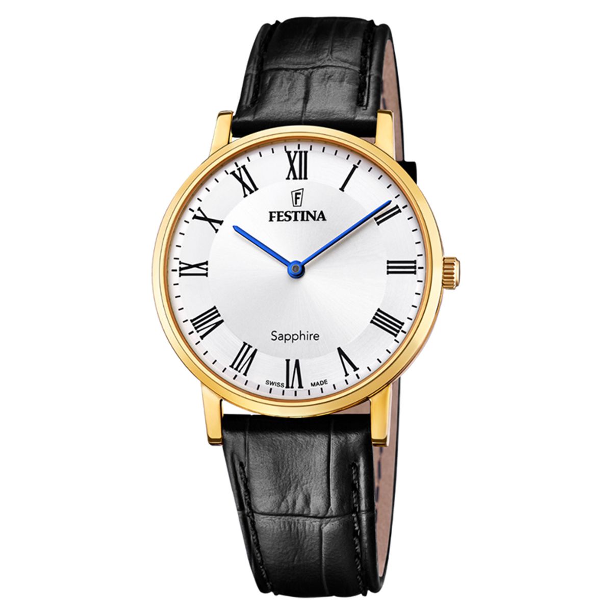 Festina Swiss Made Slim herreur i guldfarvet med lys urskive