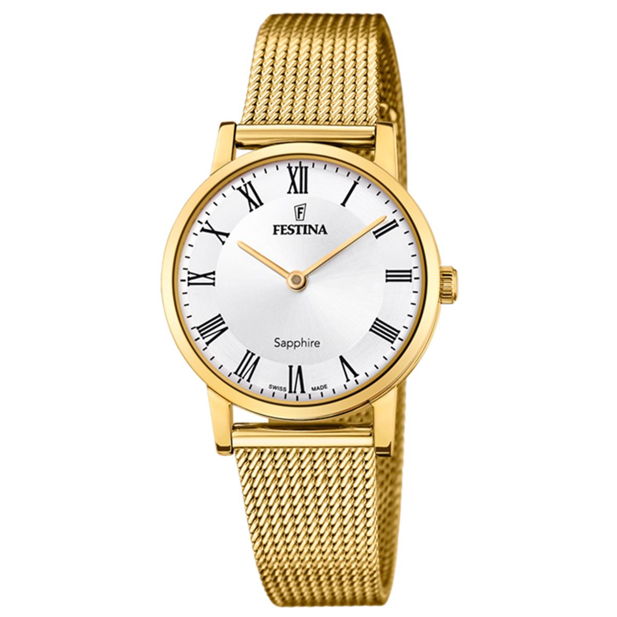 Festina Swiss Made Slim dameur i guldfarvet med lys urskive