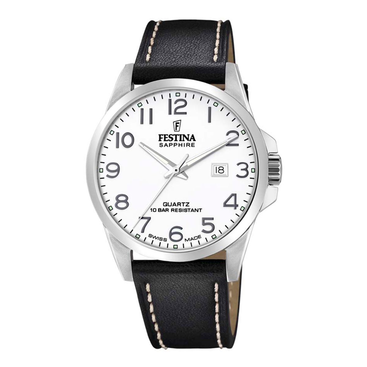 Festina Swiss Made herreur i stål med hvid urskive