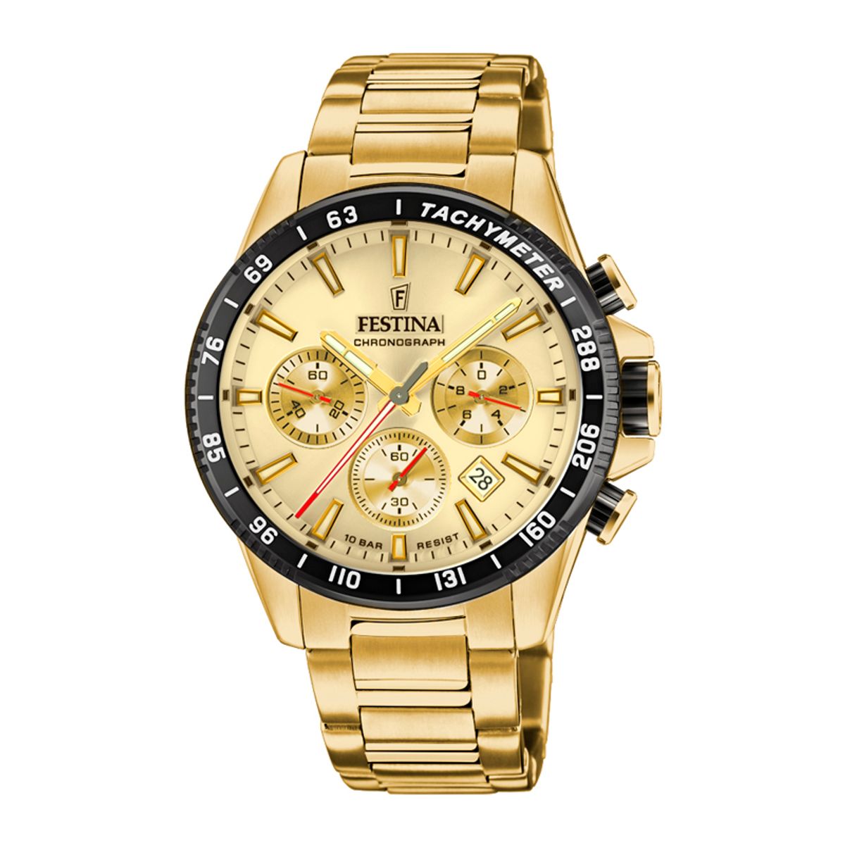 Festina Chrono herreur double, guld urskive