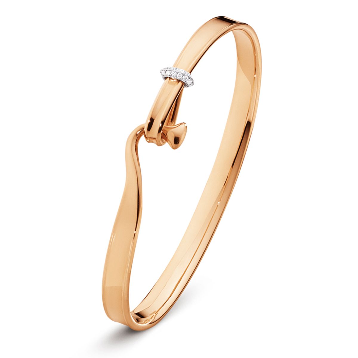 Georg Jensen Torun armring 204, 18 kt. rødguld og hvidguld med diamant pavé