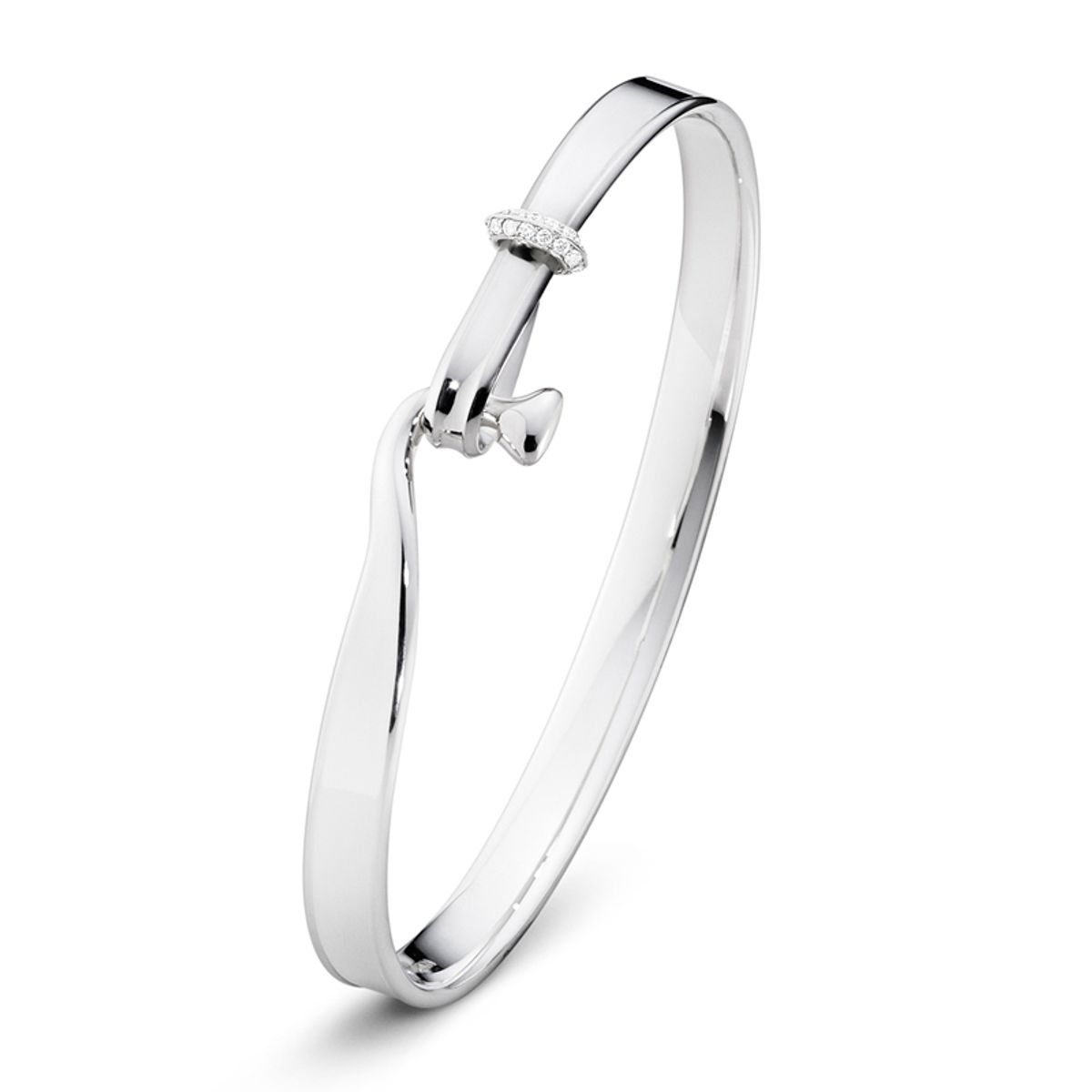 Georg Jensen Torun armring 204, sølv med 18 kt. hvidguld og diamant pavé