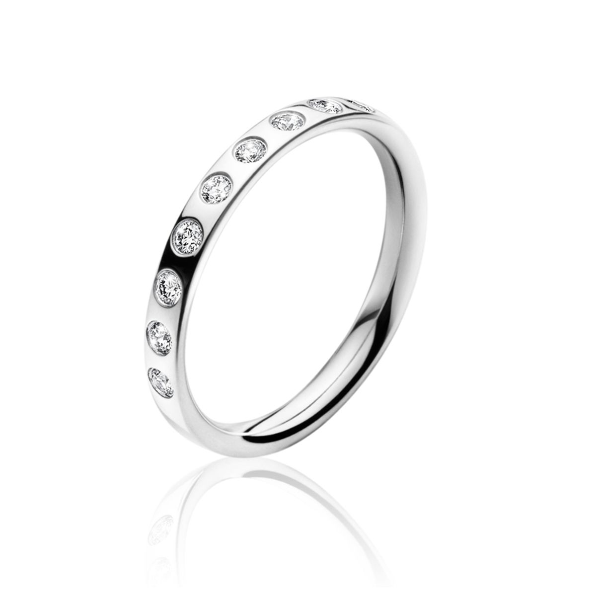 Georg Jensen Magic center ring 1513B, 18 kt. hvidguld med 9 diamanter