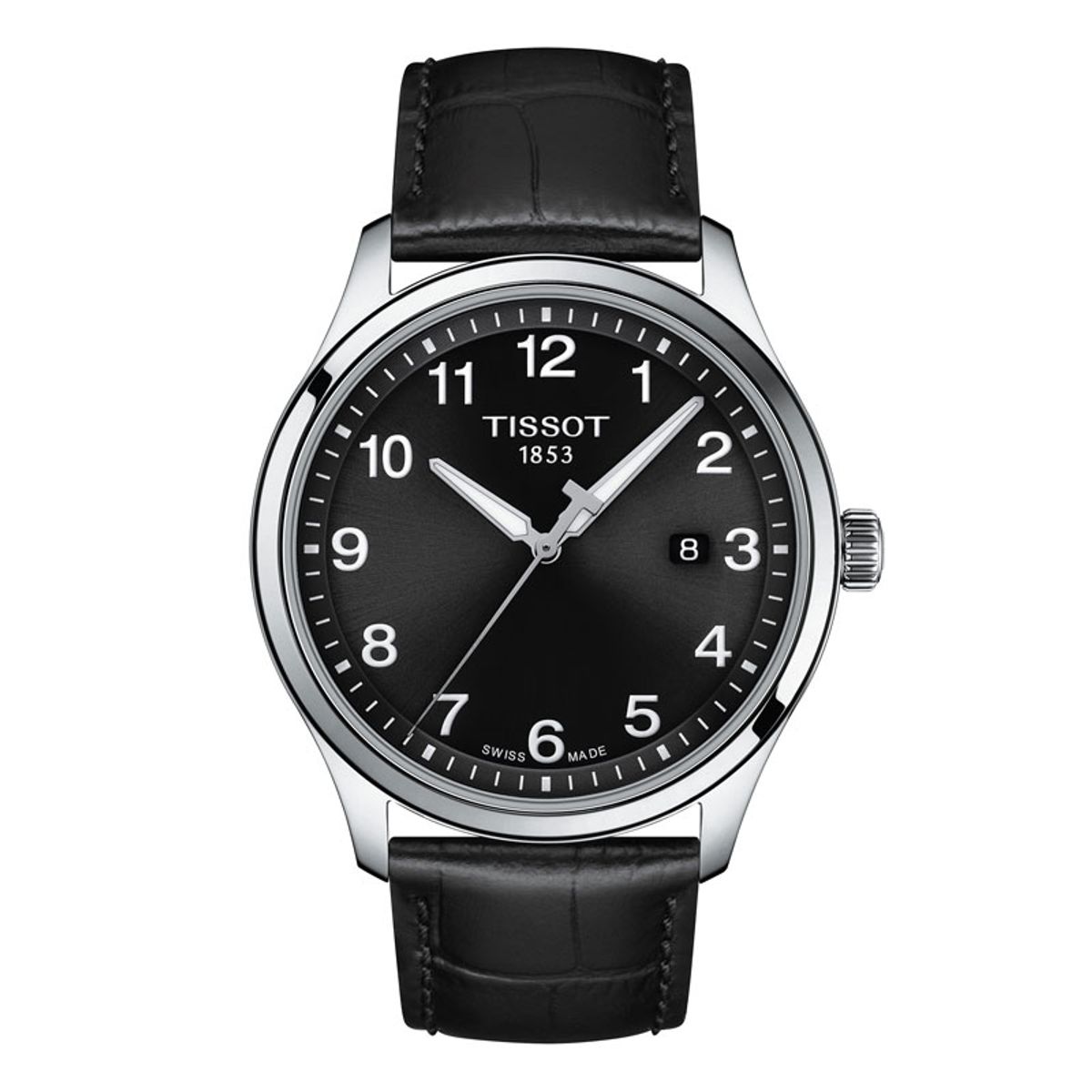 Tissot Gent XL Classic ur i sort med læderrem