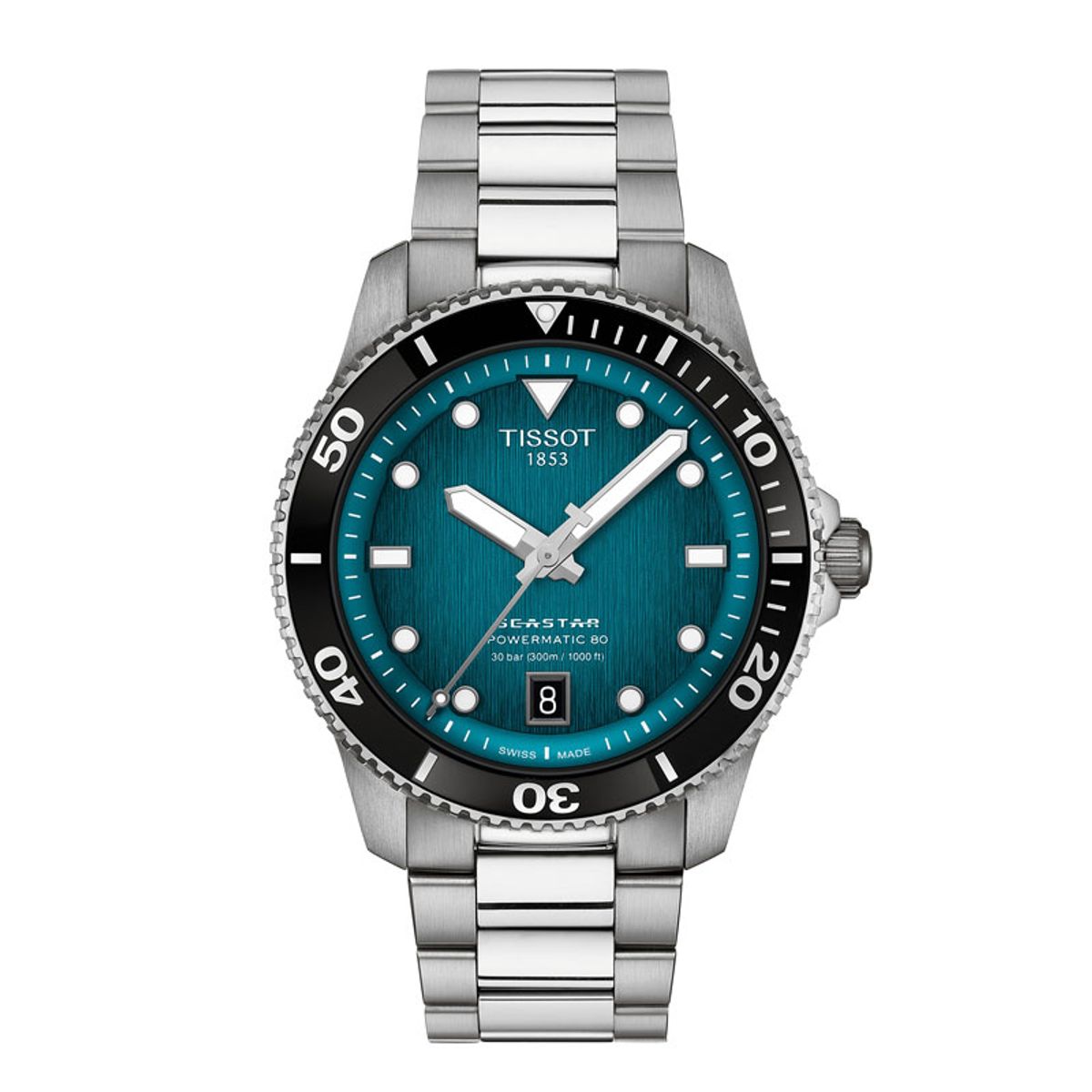 TISSOT Seastar 1000 i stål - Powermatic Graded Blue -Black Dial