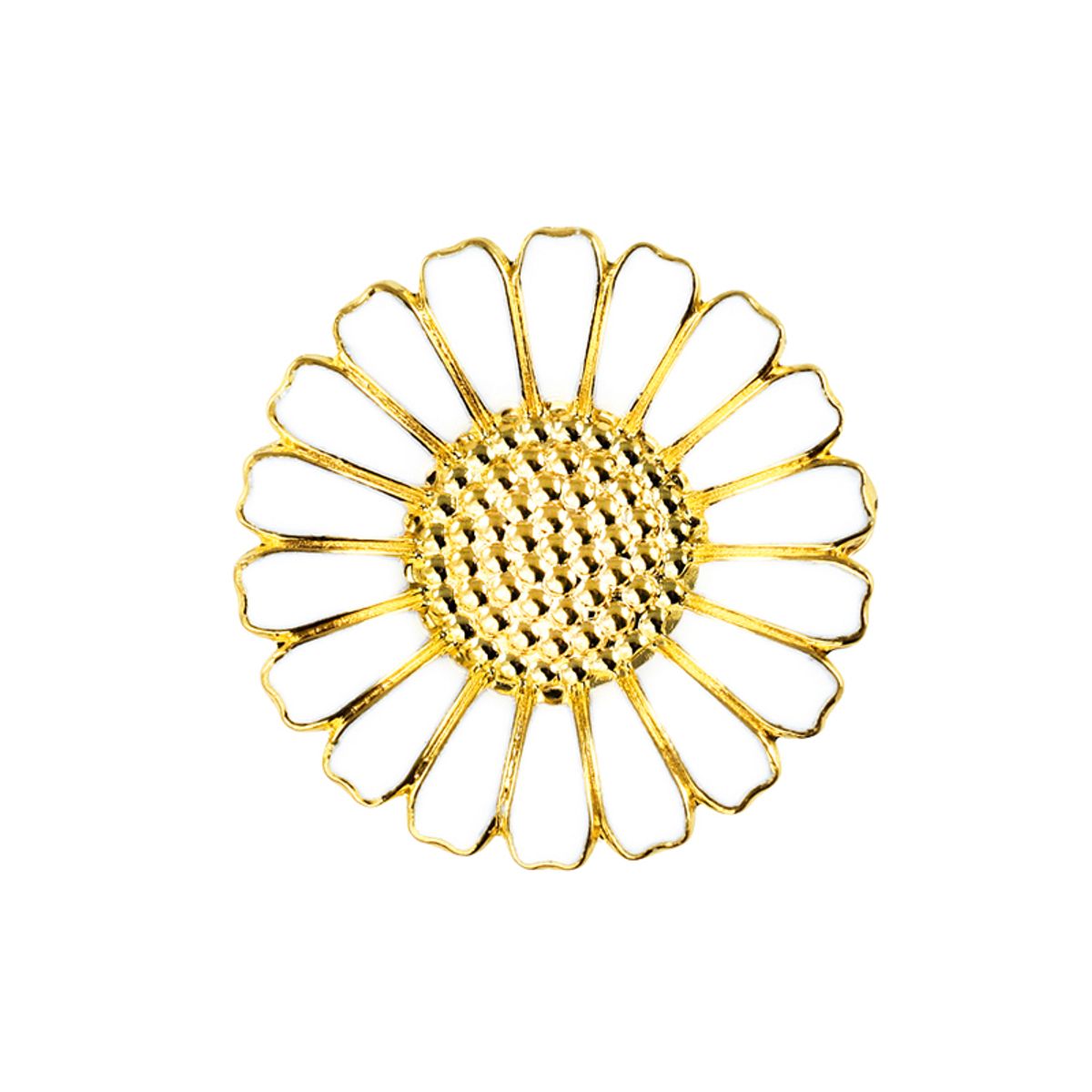 Lund Copenhagen Marguerit Broche Forgyldt med hvide blade 25 mm