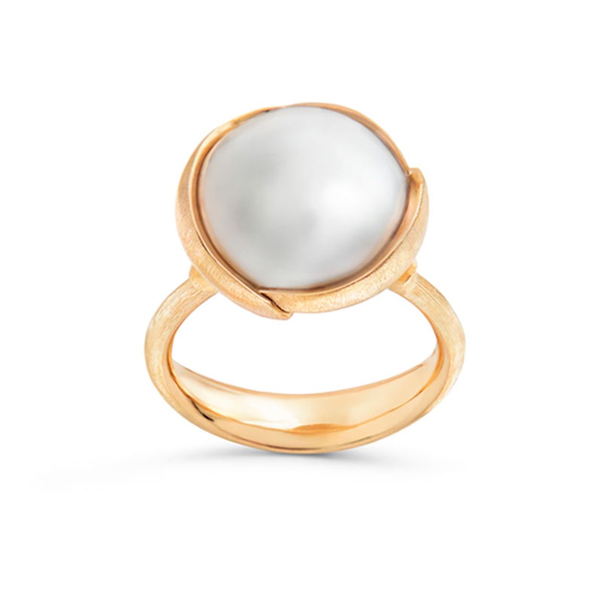 OLE LYNGGAARD COPENHAGEN Lotus stor 18 kt. guld ring med South Sea perle