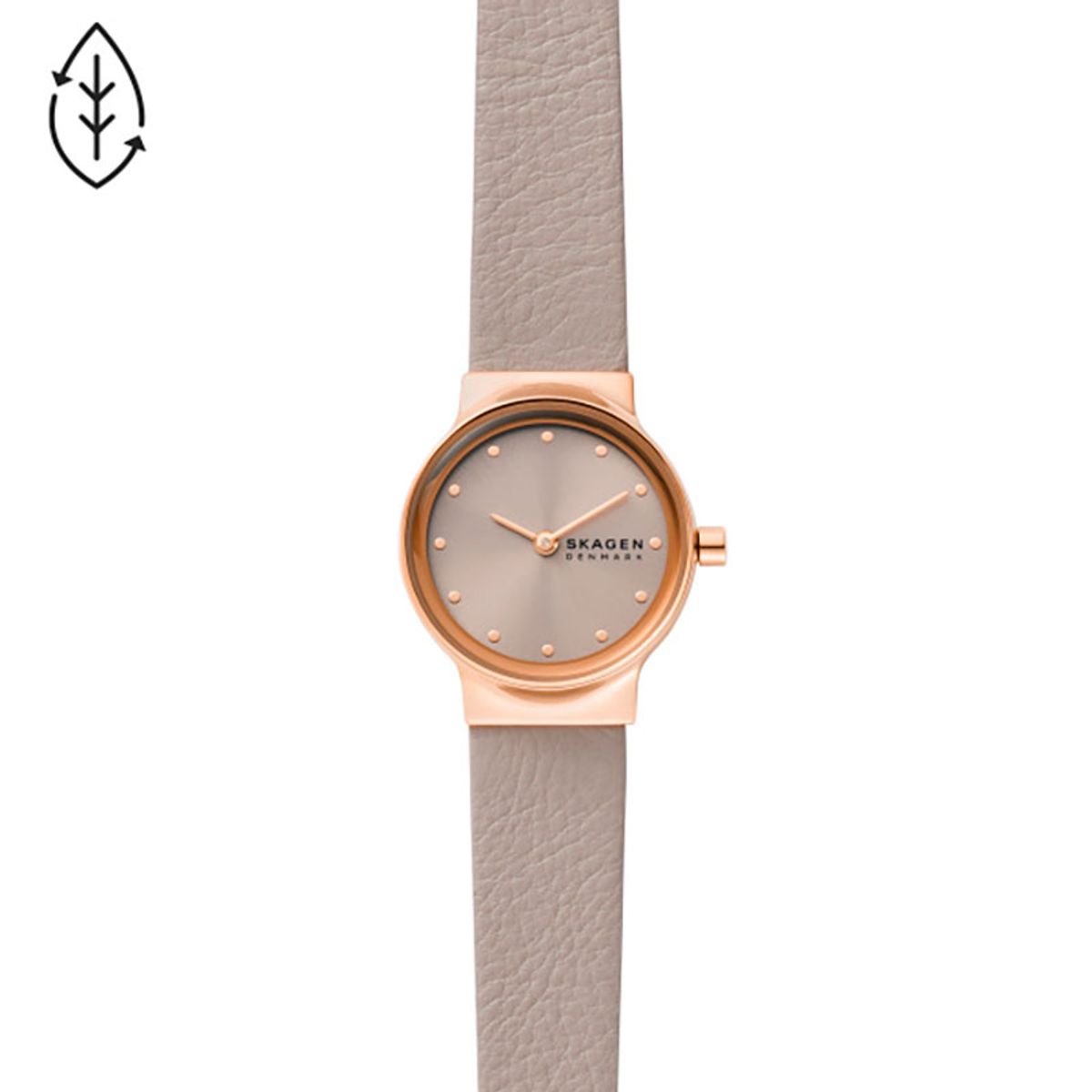 Skagen Freja dameur rosa med brun rem