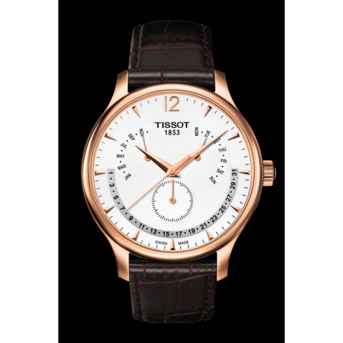 Tissot Tradition armbåndsur i rosa med brun rem