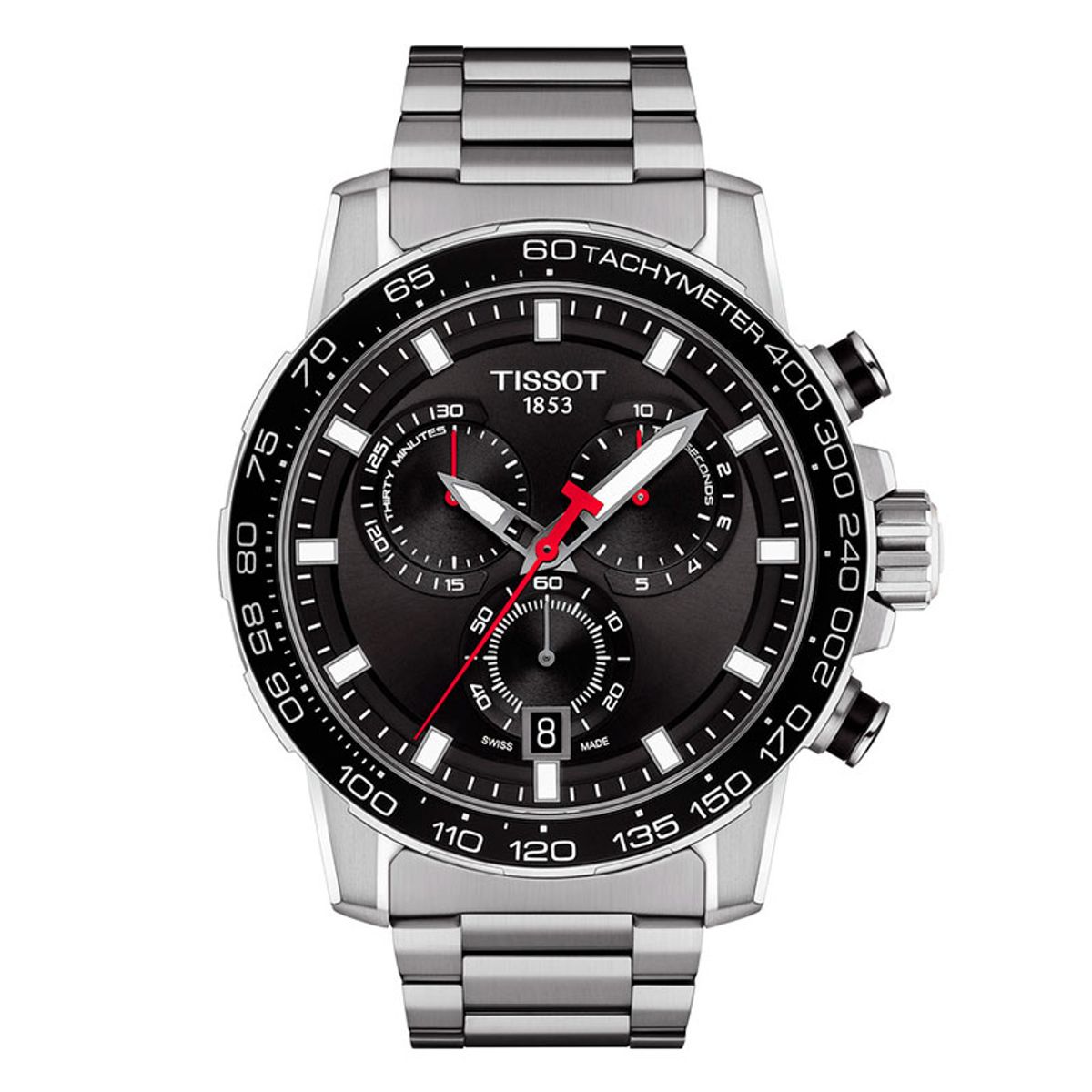 Tissot Supersport Chrono herreur i stål og sort skive