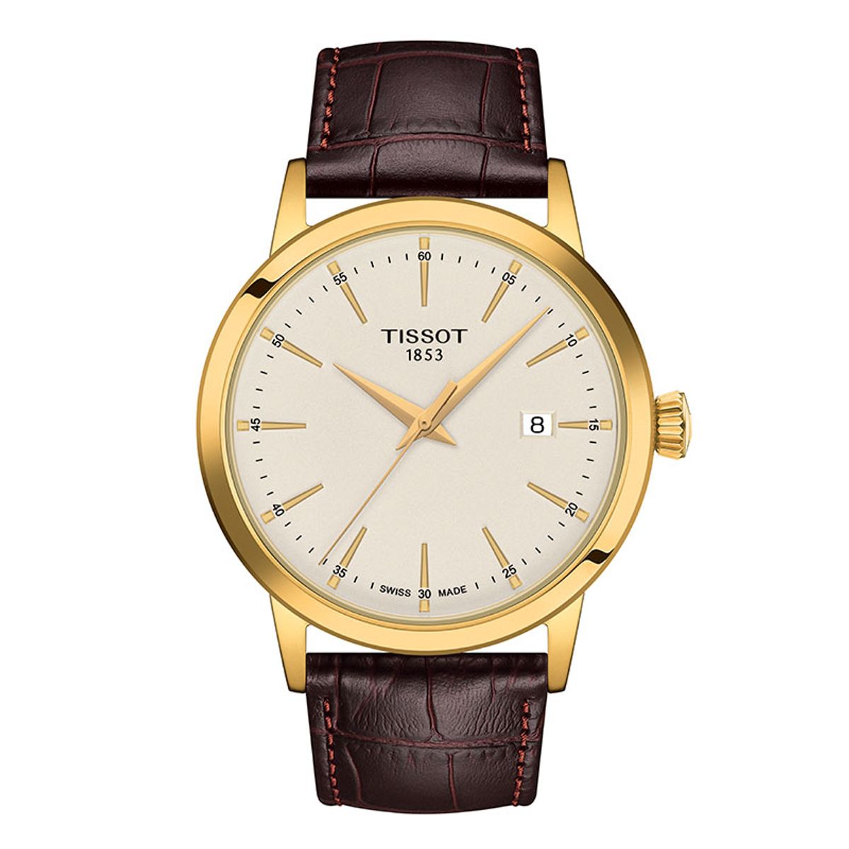 Tissot Classic Dream herreur i guldfarvet med læderrem Ø42