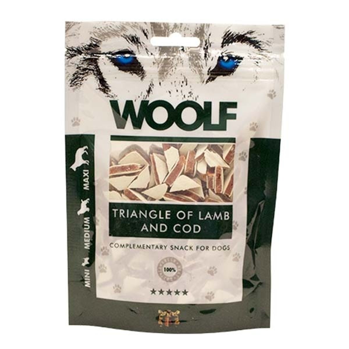 Hundegodbid Woolf lam/torsk sandwich, 100g