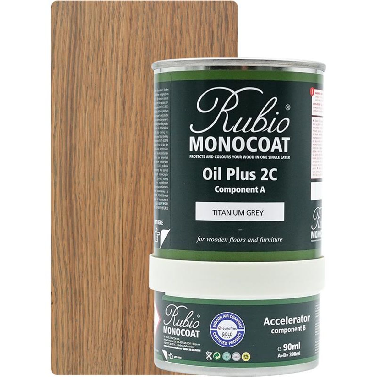 Rubio Monocoat olie Plus 2C Titanium grey 390 ml inkl. accelerator 90 ml.