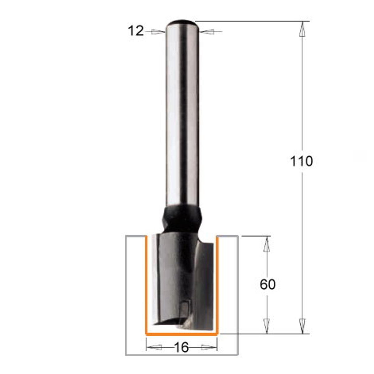 CMT Overfræsebor HM 16x60/110 K12