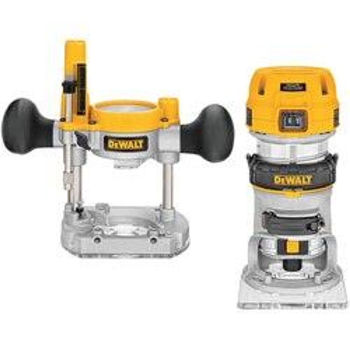 DeWalt 900 Watt 8mm kompakt håndoverfræser med forsats og base