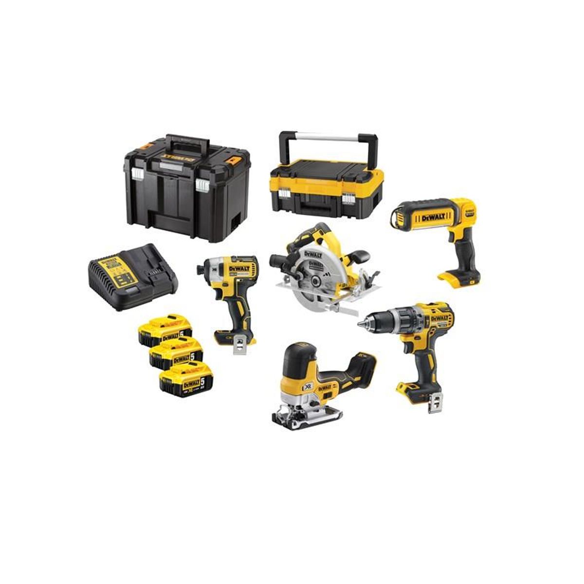 DEWALT 18V 5 sæt DCD796DCF887DCL050DCS570DCS335