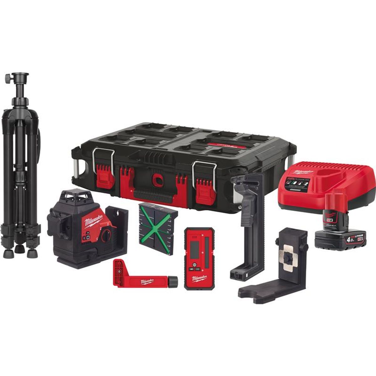 Milwaukee M12â¢ grøn 360 ° 3-planlaser 3PLKIT-401P