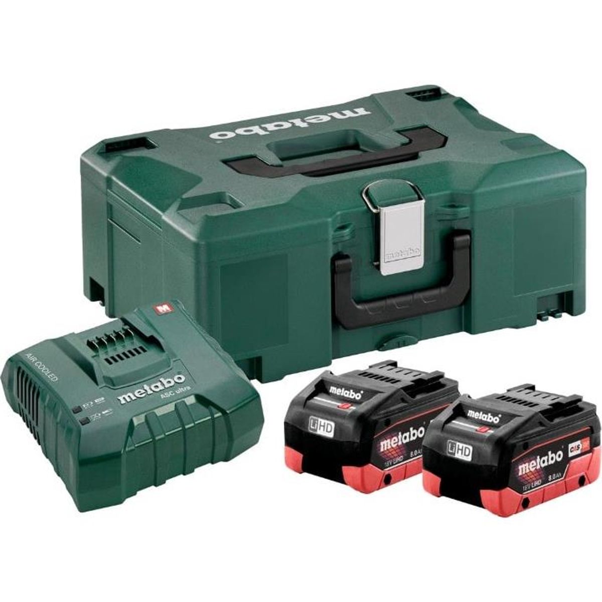 Metabo Basissæt 2 x LiHD 8,0 Ah + ASC ultra oplader i Metaloc kasse