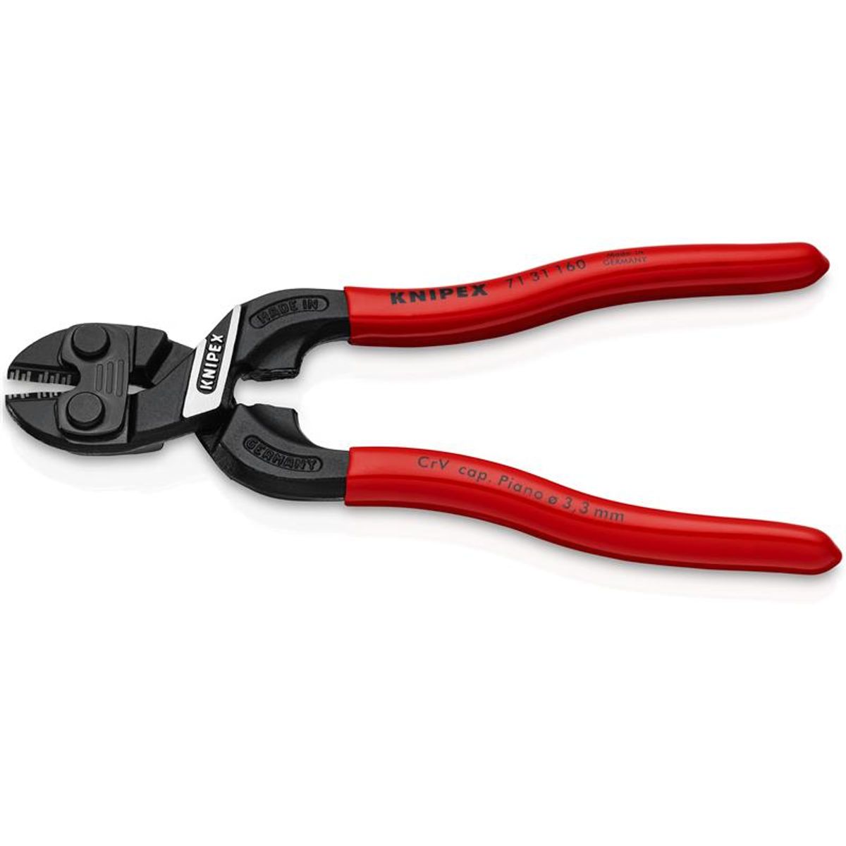 Knipex KNIPEX CoBolt ® S Kompakt boltsaks med udsparing i skæret sort atramenteret, betrukket med kunststof 160 mm